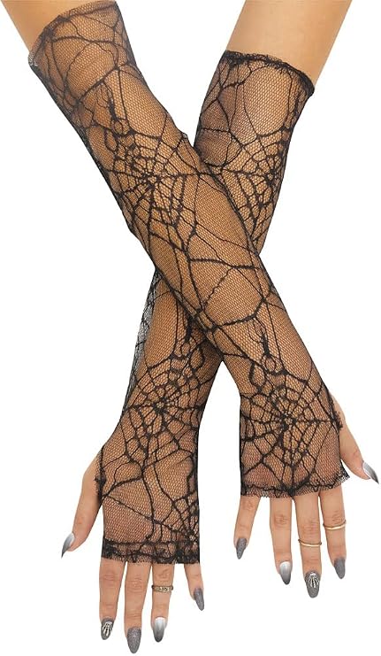 Spider Web Lace Fingerless Gloves