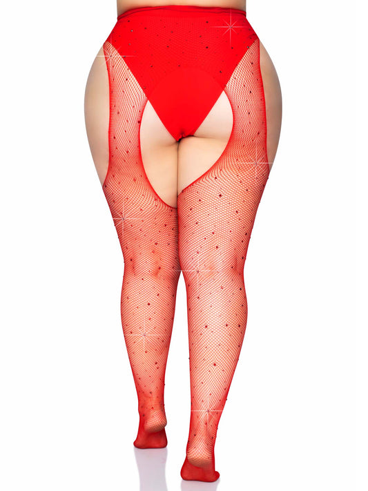 Crystalized Fishnet Suspender Pantyhose