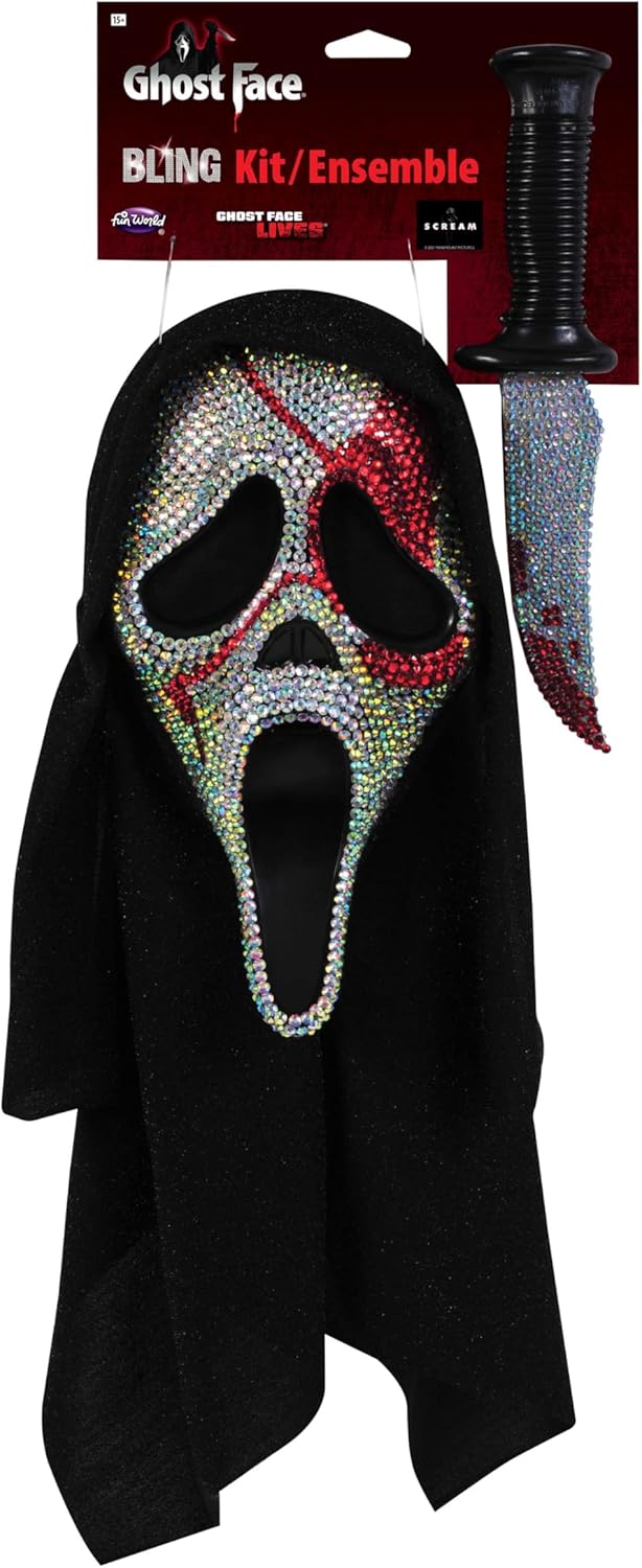 Fun World Ghost Face Bloody Bling Mask and Knife Set