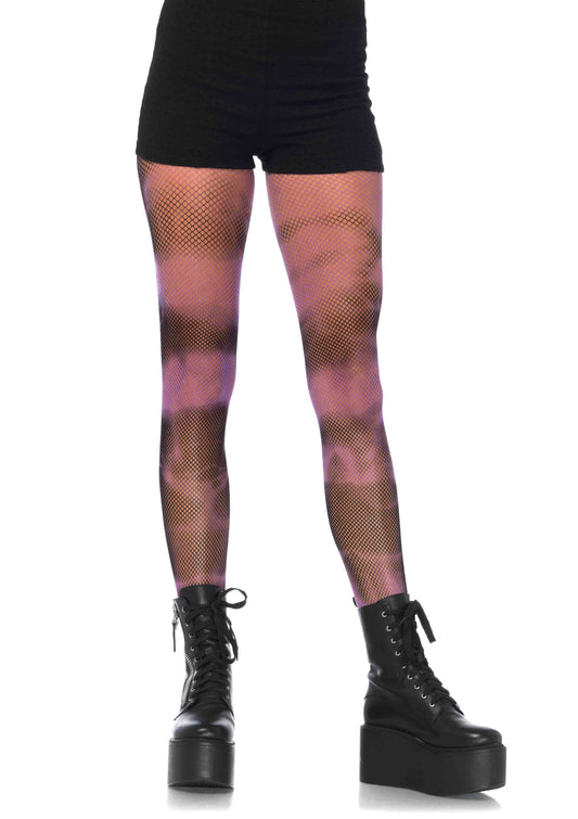 Fishnet tie dye pantyhose O/S BLACK/PURPLE