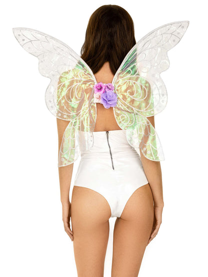 Iridescent Glitter Fairy Wings With Flower Accent