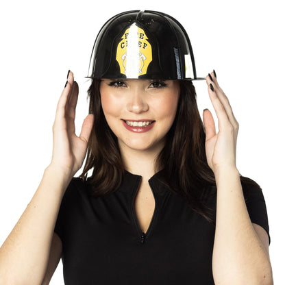 Adult Firefighter Helmet Costume Accessory – Red Fire/Black Chief Hat