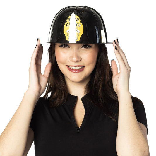 Adult Firefighter Helmet Costume Accessory – Red Fire/Black Chief Hat