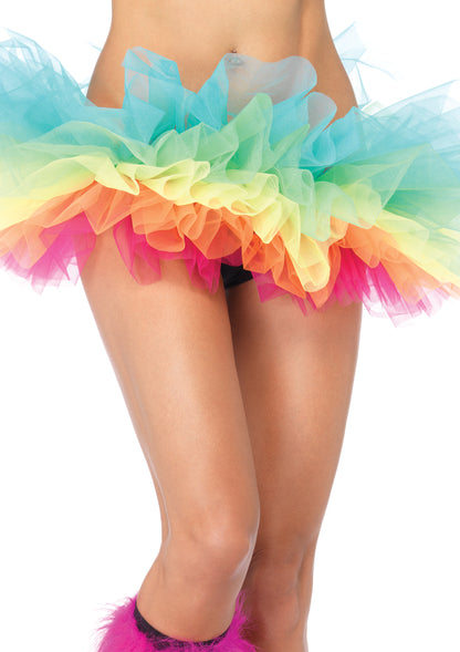 Womens Rainbow Organza Tutu W/ Optional Led costume apparel bottoms, Multicolor, One Size US