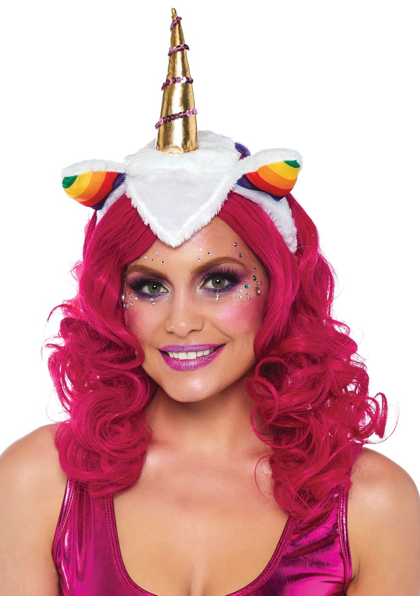 Rainbow Unicorn Costume Headband with Gold Horn & Ears – Party & Halloween