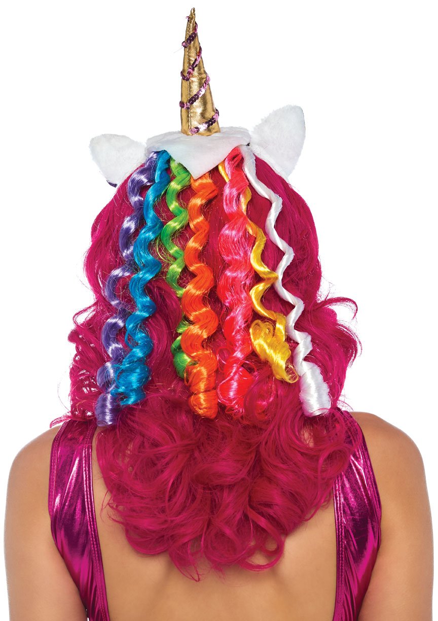 Rainbow Unicorn Costume Headband with Gold Horn & Ears – Party & Halloween