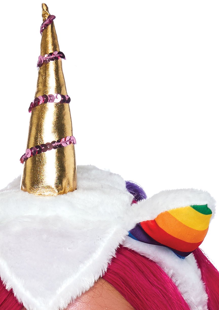 Rainbow Unicorn Costume Headband with Gold Horn & Ears – Party & Halloween
