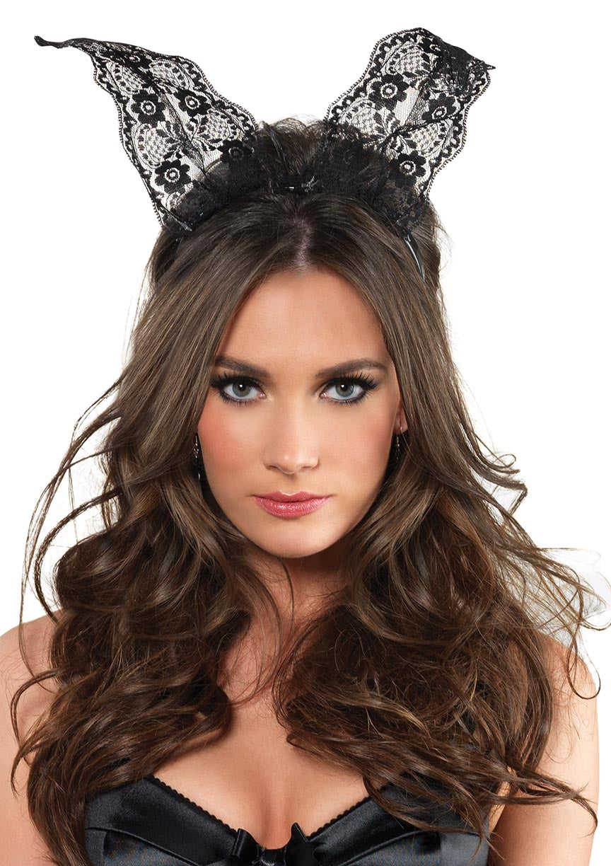 Leg Avenue A2742 Lace Bunny Ear Black