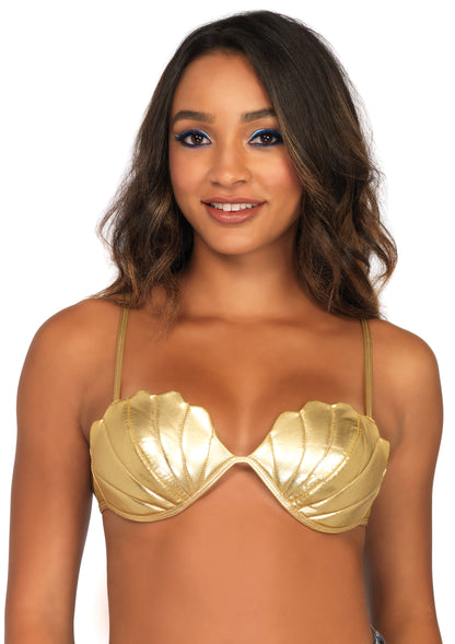 Leg Avenue A2812 Mermaid Shell Bra Top Gold 