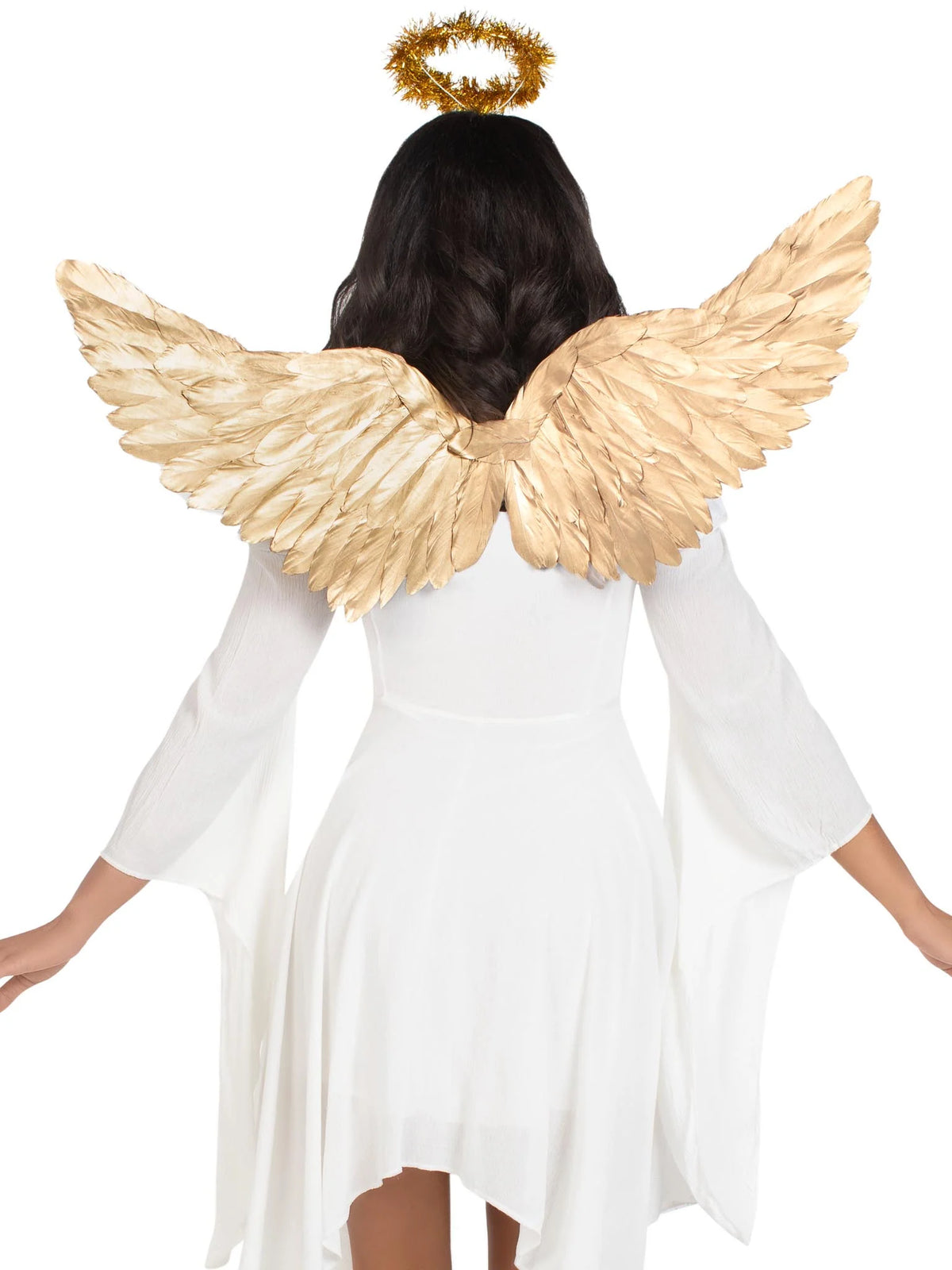 2 Piece Metallic Angel Wings And Tinsel Halo Headband