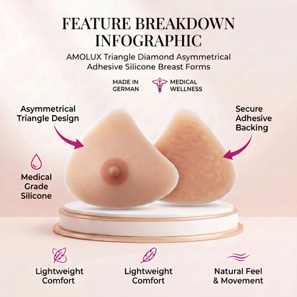 Amolux Envy Body Shop Triangle Diamond Asymmetrical Silicone Breast Forms
