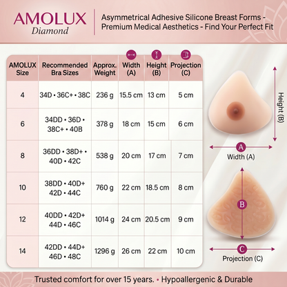 Amolux Envy Body Shop Triangle Diamond Asymmetrical Silicone Breast Forms