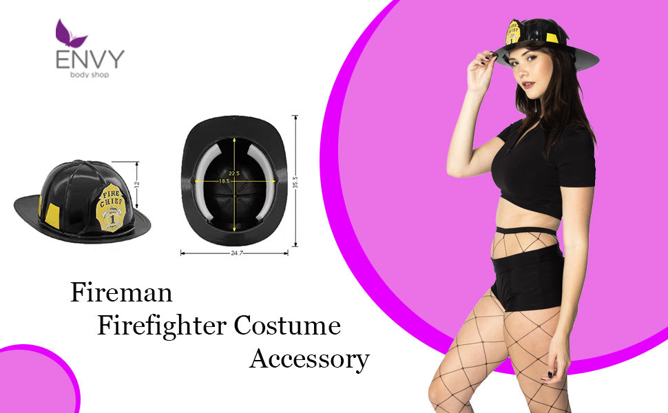 Adult Firefighter Helmet Costume Accessory – Red Fire/Black Chief Hat