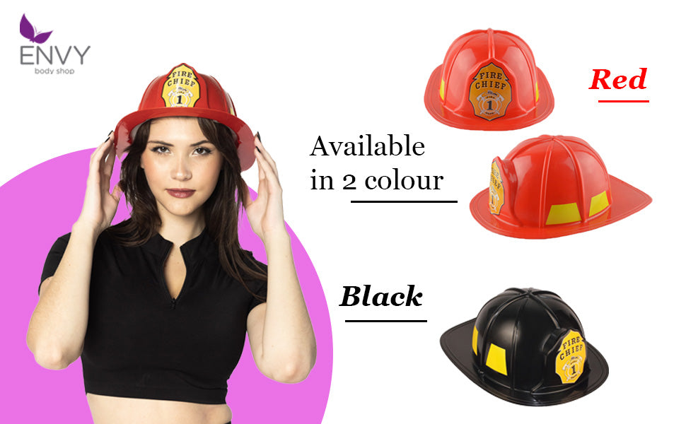 Adult Firefighter Helmet Costume Accessory – Red Fire/Black Chief Hat