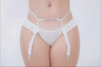 Bride Rhinestone Frilly Gartini