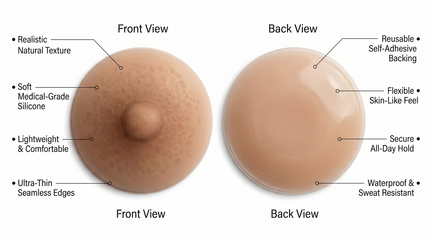 Amolux Self-Adhesive Silicone Nipples | Attachable Realistic Nipples for Breast Forms & Natural Look