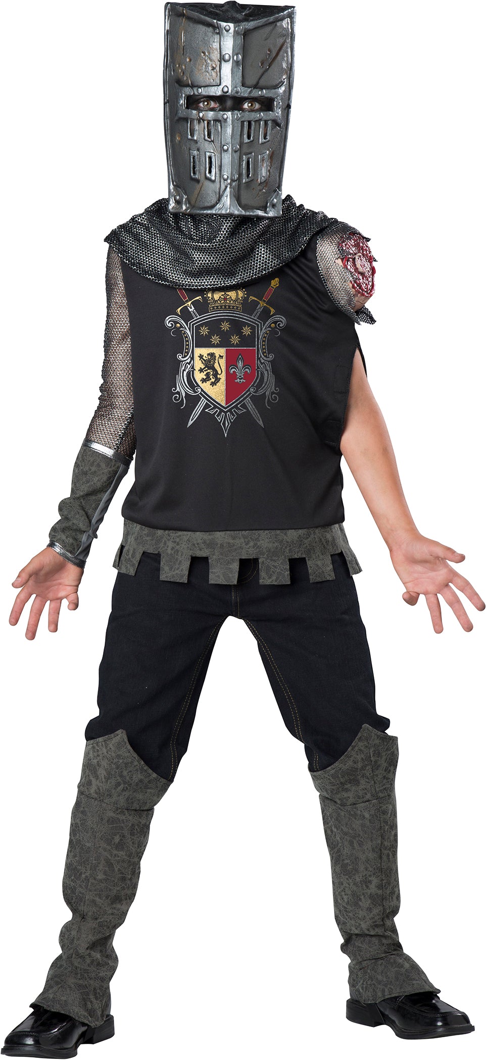 Boys Black Knight Zombie Medieval Costume-missing bootcover