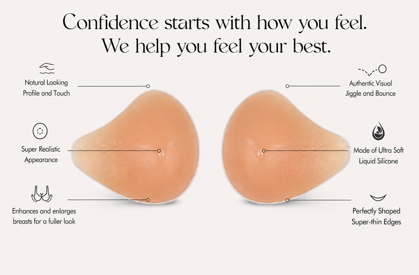 L-Shaped Silicone Breast Forms – Mastectomy, Crossdresser & Transgender Fit, Right