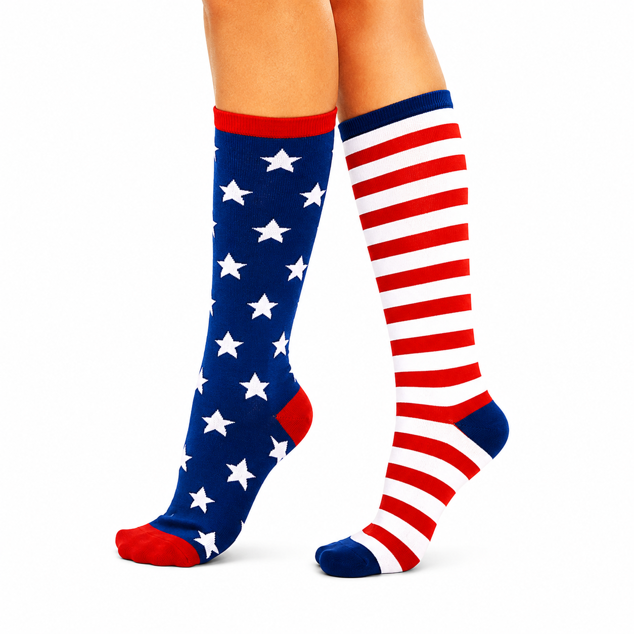 American Flag Knee High Socks for Women & Men – Patriotic USA Stars & Stripes Socks for 4th of July, Independence Day, Memorial Day, Parades, Sporting Events & Costume Parties