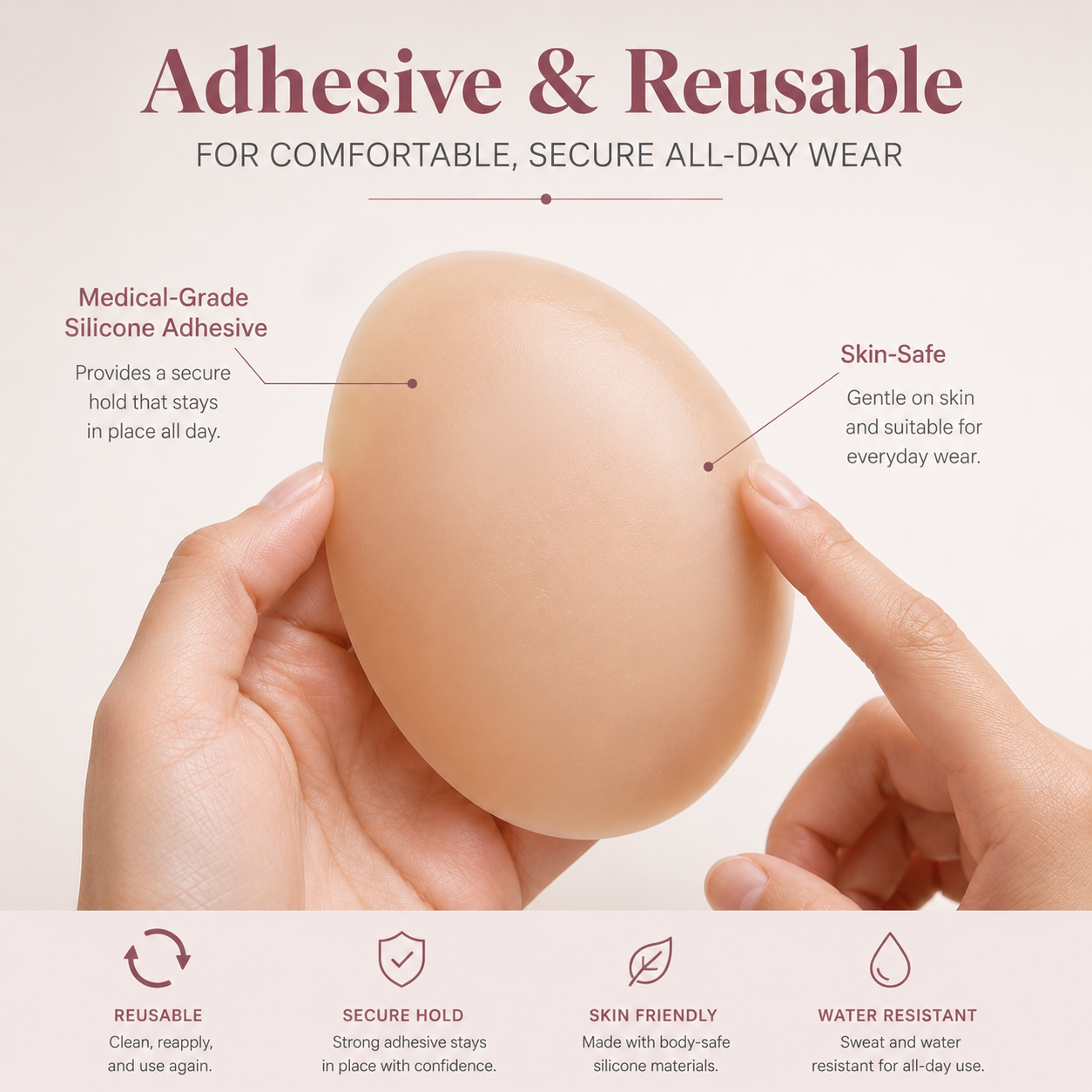 Amolux Self-Adhesive Silicone Nipples | Attachable Realistic Nipples for Breast Forms & Natural Look