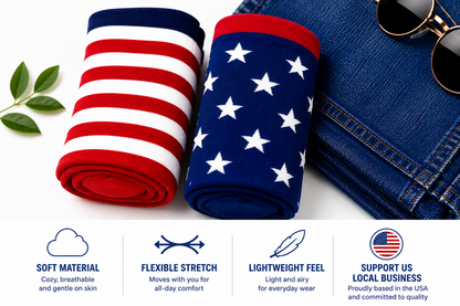 American Flag Knee High Socks for Women & Men – Patriotic USA Stars & Stripes Socks for 4th of July, Independence Day, Memorial Day, Parades, Sporting Events & Costume Parties