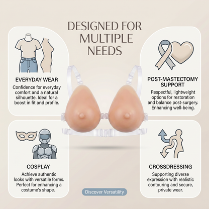 Envy Body Shop Silicone Breast Forms – No Bra Needed, Adjustable Clear Straps