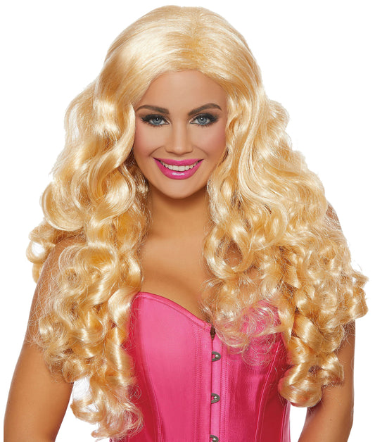 Dreamgirl Extra-long Curly Blonde Wig, Blonde