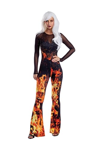 Dreamgirl Flame Jumpsuit with Mesh Neckline