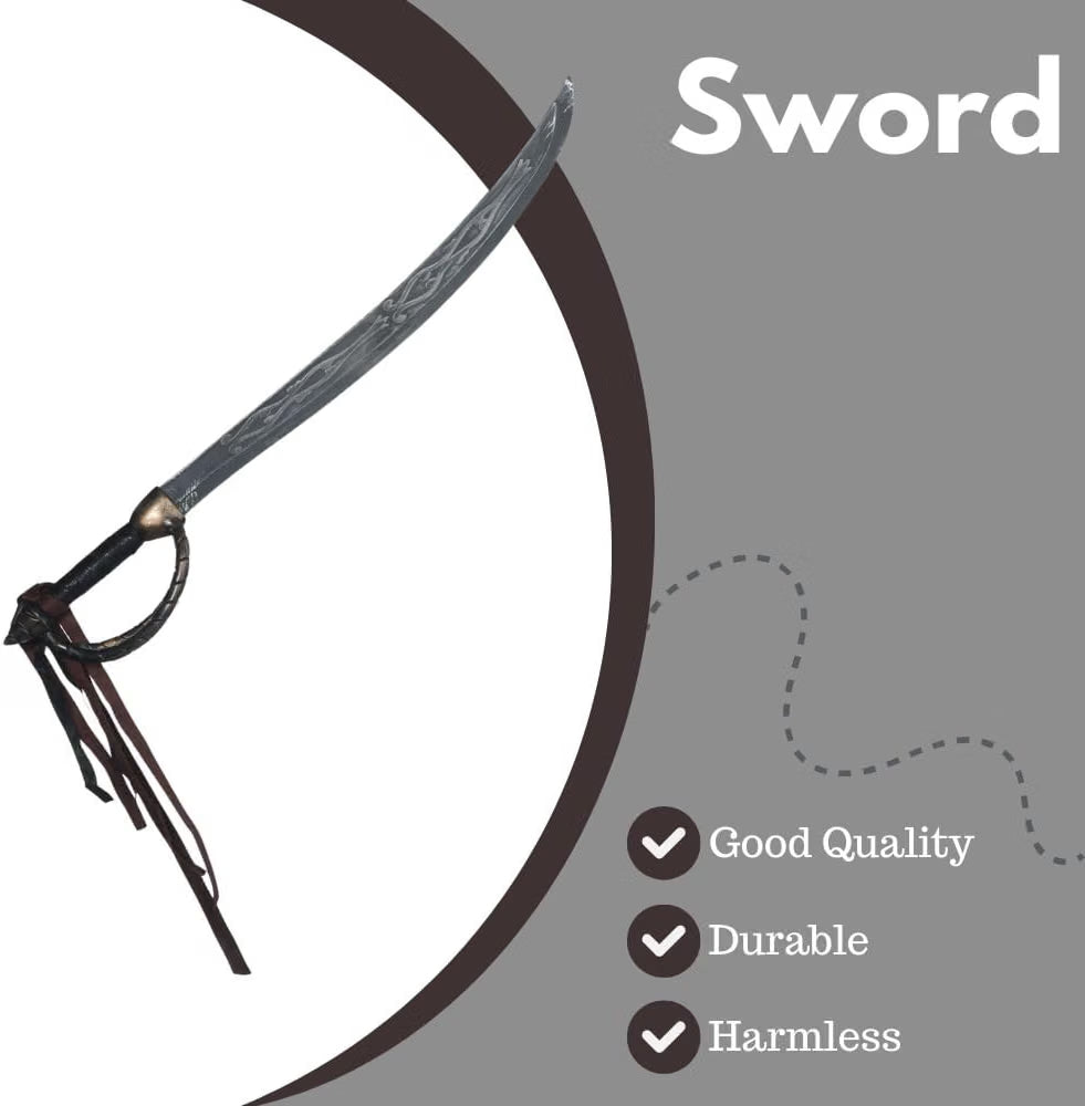 Gray Plastic Pirate Cutlass Sword 1 Pc. - Authentic Look & Durable Design: Ideal for Parties, Plays & Costume Accessory