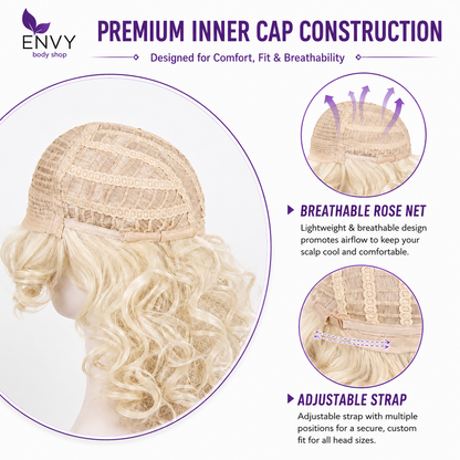 Country Diva Wig for Women, Blonde Curly Western Costume Wig with Bangs, Big 80s Volume Synthetic Wig for Dolly-Inspired Looks, Country Concerts, Halloween, Western Parties & Stage (Country Diva)