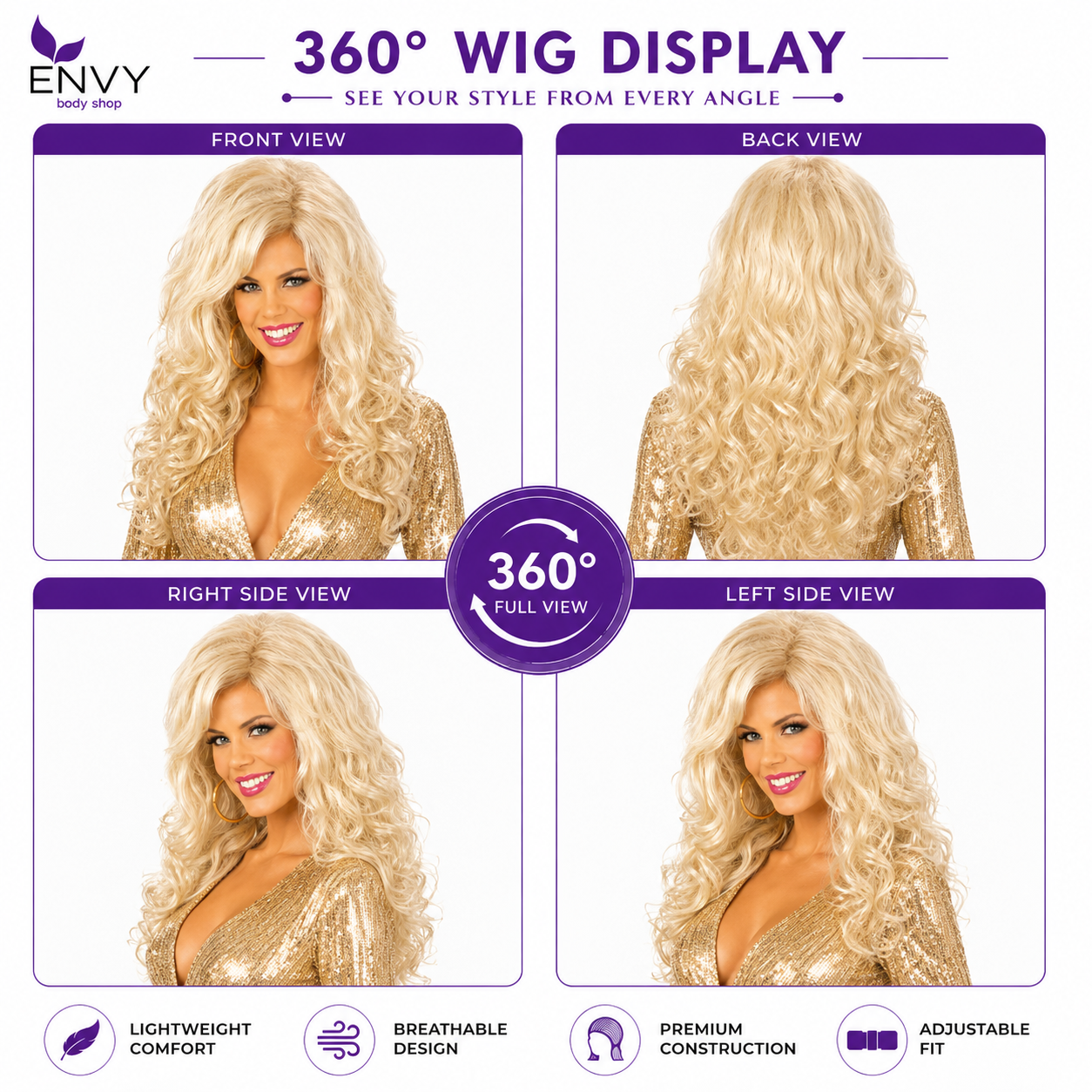 Country Diva Wig for Women, Blonde Curly Western Costume Wig with Bangs, Big 80s Volume Synthetic Wig for Dolly-Inspired Looks, Country Concerts, Halloween, Western Parties & Stage (Bombshell Beauty)