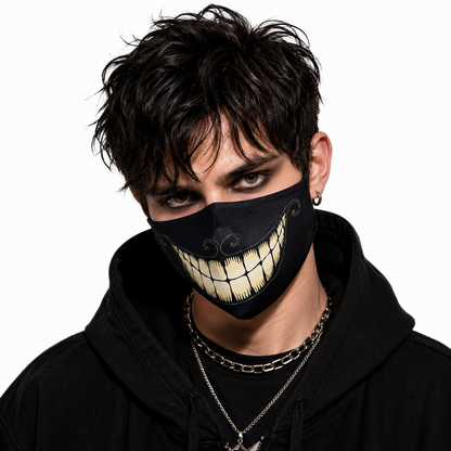 3D Printed Face Mask, Reusable Washable Adjustable Cloth Face Mask with Soft Breathable Fabric, Novelty Costume Fashion Mask for Halloween, Cosplay, Festivals and Daily Wear - Creepy Grin