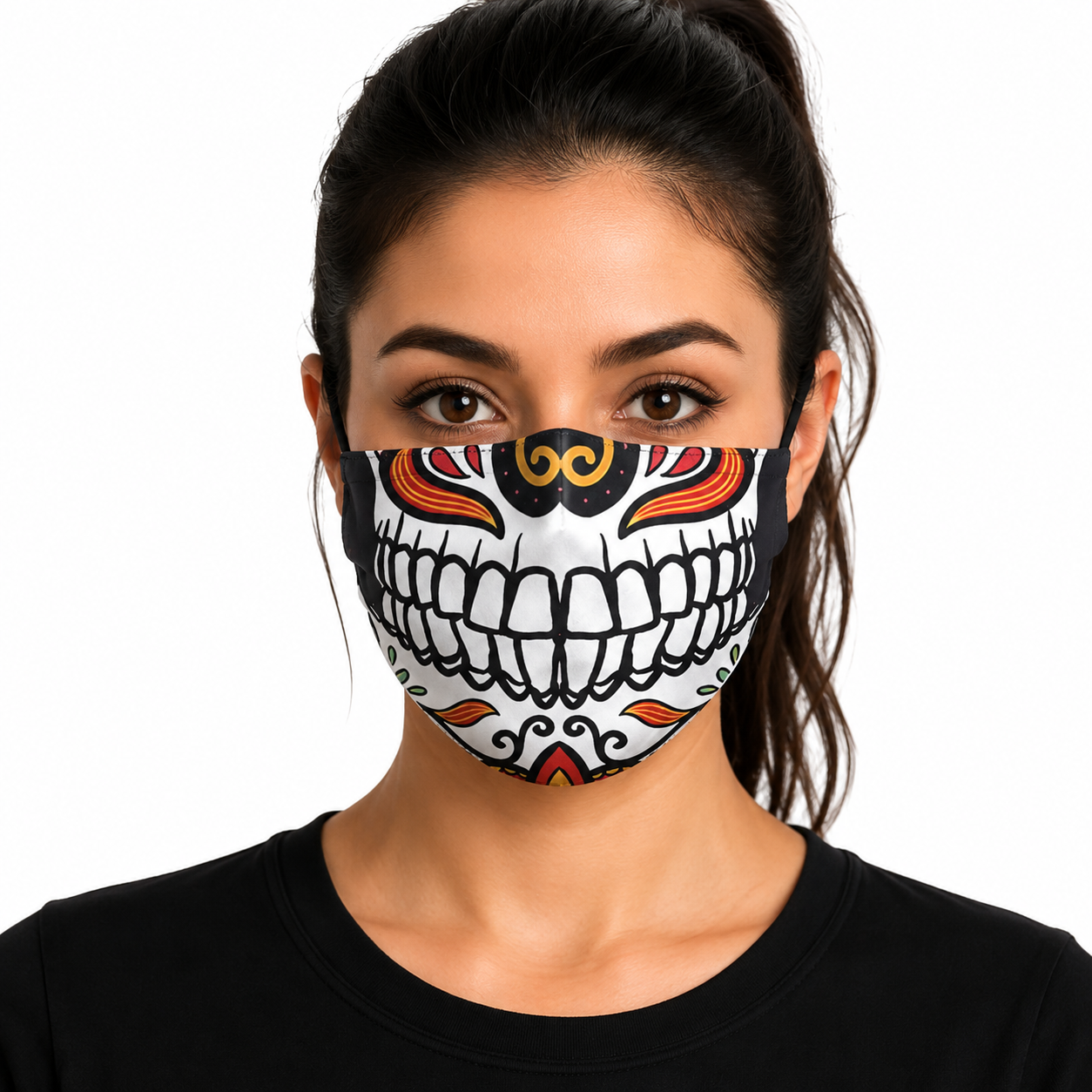 3D Printed Face Mask, Reusable Washable Adjustable Cloth Face Mask with Soft Breathable Fabric, Novelty Costume Fashion Mask for Halloween, Cosplay, Festivals and Daily Wear - Day of the Dead