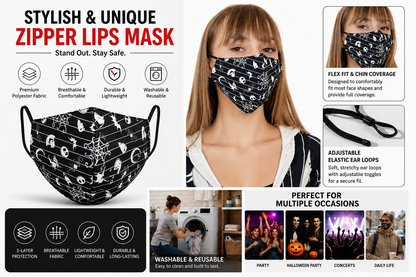 3D Printed Face Mask, Reusable Washable Adjustable Cloth Face Mask with Soft Breathable Fabric, Novelty Costume Fashion Mask for Halloween, Cosplay, Festivals and Daily Wear - Nightmare