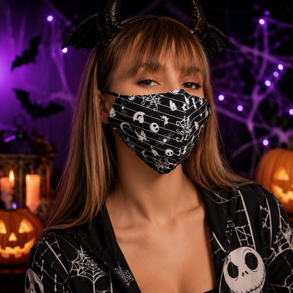 3D Printed Face Mask, Reusable Washable Adjustable Cloth Face Mask with Soft Breathable Fabric, Novelty Costume Fashion Mask for Halloween, Cosplay, Festivals and Daily Wear - Nightmare