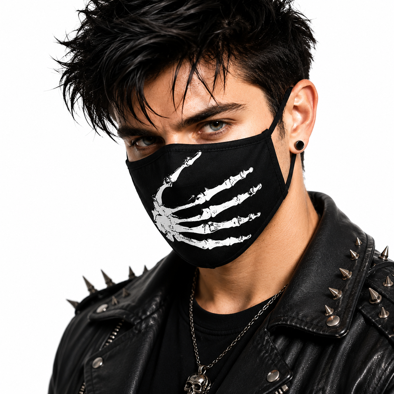 3D Printed Face Mask, Reusable Washable Adjustable Cloth Face Mask with Soft Breathable Fabric, Novelty Costume Fashion Mask for Halloween, Cosplay, Festivals and Daily Wear - Skull Hand