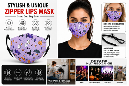 3D Printed Face Mask, Reusable Washable Adjustable Cloth Face Mask with Soft Breathable Fabric, Novelty Costume Fashion Mask for Halloween, Cosplay, Festivals and Daily Wear - Spooky