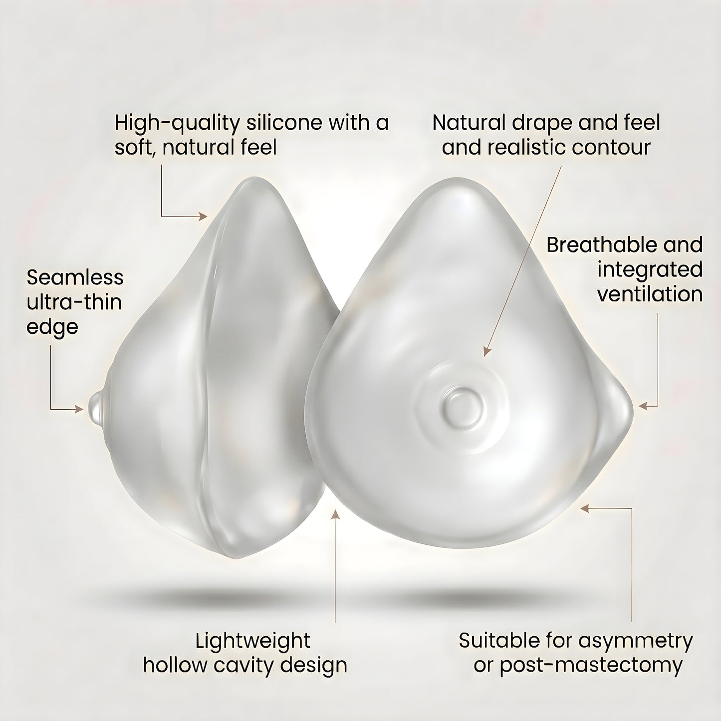 ENVY BODY SHOP Triangle Essential Premier Asymmetrical Swim Breast Forms,Concave for Swimwear & Mastectomy