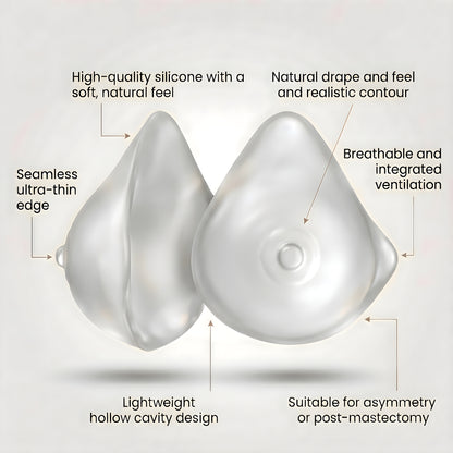 ENVY BODY SHOP Triangle Essential Premier Asymmetrical Swim Breast Forms,Concave for Swimwear & Mastectomy