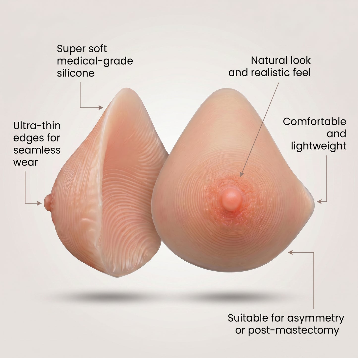 ENVY BODY SHOP Triangle Essential Premier Asymmetrical Swim Breast Forms,Concave for Swimwear & Mastectomy