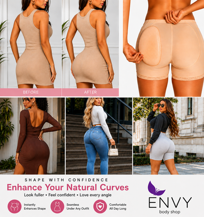 Butt Lifter Shapewear Women Padded Butt Lifting Panties Silicone Hip Booty Pads, Lace Butt Enhancer Boyshorts