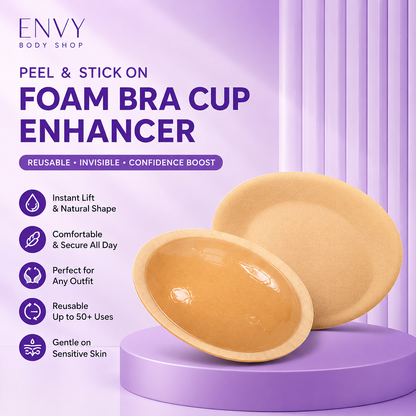 Peel & Stick Foam Bra Cup Enhancer – Reusable Adhesive Bra Inserts for Instant Lift & Natural Shape – Invisible Push Up Padding for Bras & Dresses