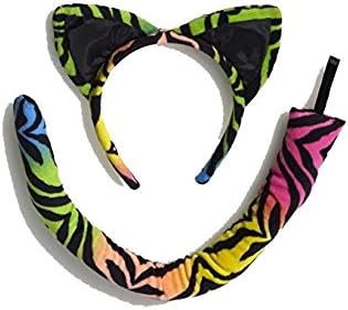 Forum Novelties Women's Ears & Tail Tiger Costume Accessory Set, Rainbow