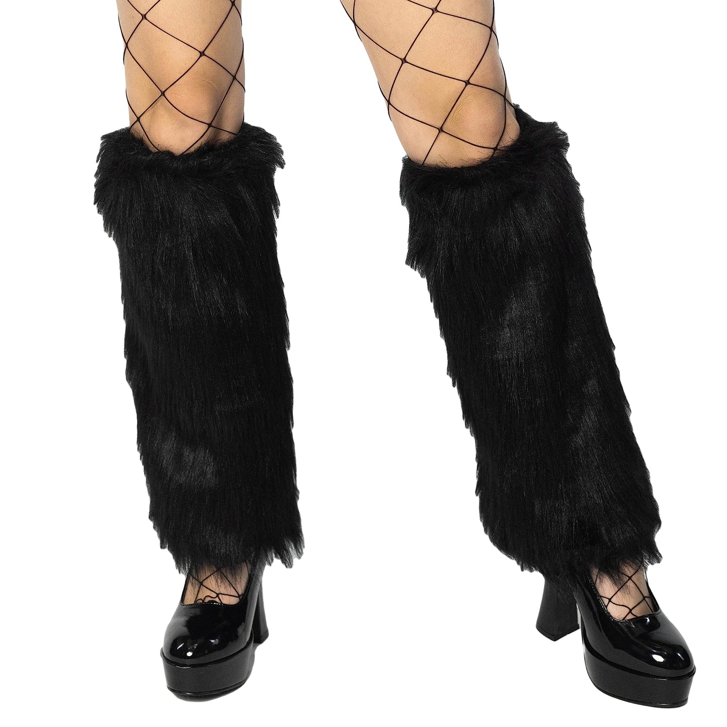 Women's Boot Cuff Cover for Party Costumes Furry Festival Leg Warmers, Black