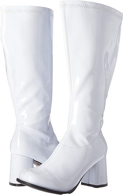 (Used) Ellie Shoes GOGO-W 3" Wide Width Gogo Boots with Zipper, White, 6