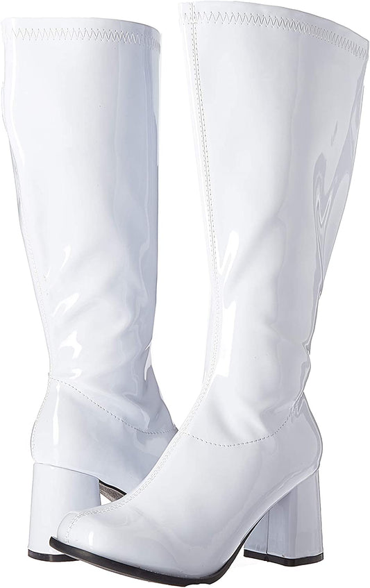 (Used) Ellie Shoes GOGO-W 3" Wide Width Gogo Boots with Zipper, White, 6
