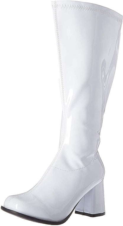 (Used) Ellie Shoes GOGO-W 3" Wide Width Gogo Boots with Zipper, White, 6