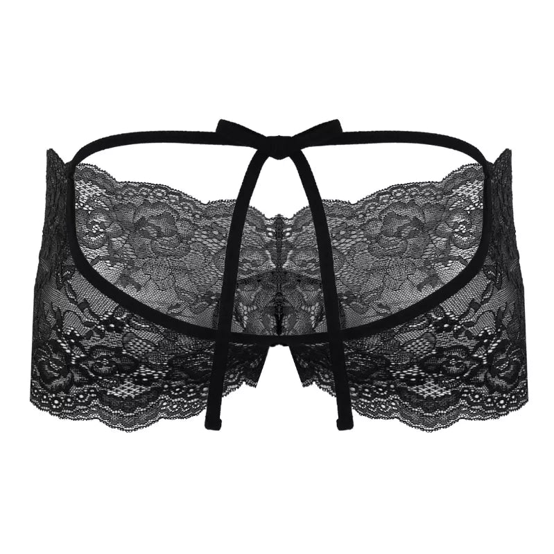 Men's Openwork Sissy Floral Lace Bulge Pouch Briefs Crossdress Underwear Sissy Panties