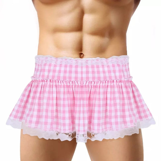 Anime Role Play Ruffled Lace Openwork Crossdressing Micro Sissy Mini Cosplay Skirt