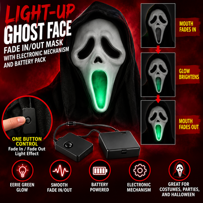 Ghost Face Light-Up Mask with Fade In/Out Effects
